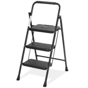 Concetta 3 Step Ladder, Folding Lightweight Portable Step Stool with Anti-Slip Pedals and Feet, Heavy-Duty Metal Frame, 800 lbs Capacity