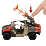 Jurassic World JGB59 Rebirth Launch 'N Battle Vehicle with 1 Human & 1 Raptor Figure, Turret & Projectiles