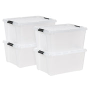 IRIS USA 585098 45 Qt. Plastic Storage Bins with Lids, Clear, Latching, Stackable, Totes, 4 Pack