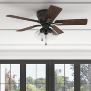 Better Homes & Gardens BHS400010482014 42 Matte Black Indoor Ceiling Fan with Lights 5 Blades Pull Chain Control & Reverse Airflow