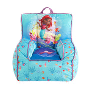 Idea Nuova Disney Little Mermaid Ariel Toddler Square Bean Bag Chair, 18in, Polyester, Kid-Friendly, Indoor, WK322204