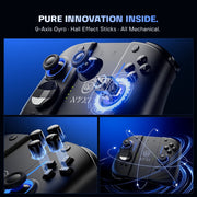 NYXI Hyperion 3 Wireless Joypad Controller with Drift-Free Hall Effect Joysticks, Mechanical Micro-Switch Buttons, 9-Axis Gyro, Dual Programmable Back Buttons, USB-C, Black