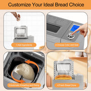 Bluebow 25-in-1 2LB Bread Machine with Auto Fruit/Nut Dispenser, Stainless Steel