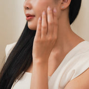 JeenMata Lab Grown Diamond Earrings 0.50 Carat Round Cut 18K White Gold Plated Brass Solitaire Studs for Women