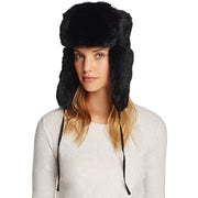 Crown Cap 2-96504 Rabbit Full-Fur Russian-Style Aviator Hat, Black, M