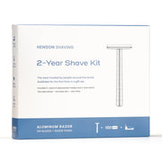 Henson Shaving AL13 Safety Razor Shaving Kit with Aluminum Stand and 100 Double-Edge Blades
