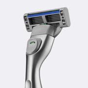 Harry's Plus Shaving Set with Moss Green Metal Razor Handle, 3 Five-Blade German-Engineered Cartridges, Foaming Shave Gel with Aloe, Travel Blade Cover
