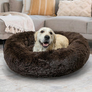 Best Friends by Sheri Donut Shag Pet Bed and Blanket Set, Orthopedic Support, Dark Chocolate, Large 36x36x9 in, 5033