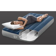 Intex Dura-Beam Prestige Downy Twin Air Mattress, 10in Thick, Plush Velvety Surface, Rechargeable Pump, Grey, 64187EP