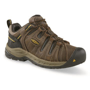 KEEN Utility Flint II Soft Toe Men's Work Shoes, Lightweight, Slip Resistant, Electrical Hazard Rated, Cascade Brown Golden Rod, 8.5 M, M-FLINT-II-SOFT