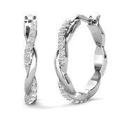 Cate & Chloe Lauren 18k White Gold Plated Hoop Earrings with 26 Swarovski Crystals, 22mm, Latch Back Closure