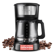 Gourmia 12 Cup One-Touch Drip Coffee Maker with Pause & Serve, Automatic Keep Warm Plate, Black Stainless Steel, GCM3282