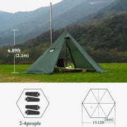 Waldmate 4-Person Hot Tent, Waterproof Tear-Resistant Polyester, Stove Jack, Snow Skirt, Windproof, Easy to Install, Green