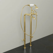 Signature Hardware SH441138PB Freestanding Tub Supply Lines with Shutoff Valves - Polished Brass