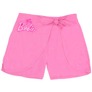 Barbie Big Girls Pink Half Sleeve Button Down Shirt and Tie Knot Shorts Set, Rayon, Classic Fit, 1BN040ABGAZ178