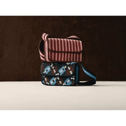 Free Assembly Beaded Striped Shoulder Bag, Pink, Compact with Magnetic Flap Closure and 9.75-Inch Shoulder Strap