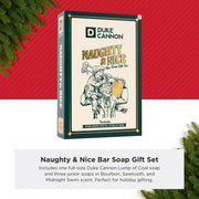 Duke Cannon Supply Co Mens Holiday Bar Soap Gift Set, Lump of Coal 10 oz, American Bourbon, Sawtooth, Midnight Swim, GSBK-HOLNN
