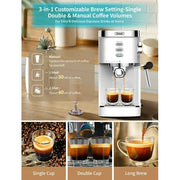 Gevi GECME022-U Espresso Machines 20 Bar Automatic Coffee Machine with Milk Frother Wand, 40.58 OZ
