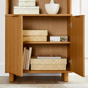 Better Homes & Gardens BHS436249972023 Lillian Fluted Bookcase with Doors, Natural Pine Finish