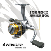Okuma Avenger ABF Spinning Reel, 6BB+1RB Bearings, 4.5:1 Gear Ratio, Corrosion-Resistant Graphite, Multi-Color, ABF-8000-CL