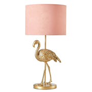 Home Decor Collection Pink Flamingo Brass Table Lamp with Painted Gold Finish, Pink Polyester Shade, Push Switch, Corded Electric, 13.78 x 13.78 x 17.72 in, WK641849