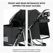 Edx Pet Travel Folding Carrier 3 Wheels, Black