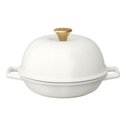 Beautiful Enameled Cast Iron Bread Oven, 10 Inch, White Icing, Side Handles, Non-Stick Finish, 29105
