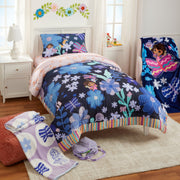 Dora the Explorer 9A289J Kids 3 Piece Pink Orange Floral Sheet Set, Twin
