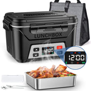 Mpow Portable Electric Lunch Box, Cordless Battery Powered, 5.5-Cup Capacity, Removable Tray Divider, Leak-Proof, Dishwasher Safe, Gray