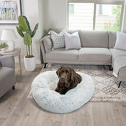 Best Friends by Sheri The Original Calming Donut Dog Bed , Shag Faux Fur, Frost Gray, Large