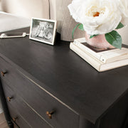 My Texas House 437237 Monroe 3 Drawer Nightstand w/USB, Raven Black Oak