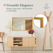 Hamilton Hills Black Framed Wall Mirror, 30 x 40 Inch, Large Modern Rectangular Floating Glass Panel, Solid Wood Backing, Versatile Horizontal or Vertical Mounting