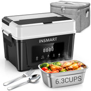 INSMART 6.3-Cup Cordless Electric Lunch Box with 4D Surround Heating, Two-Tier Bag, Utensils Included, Dishwasher Safe, Black