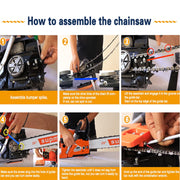 Supmix Gas Chainsaw, 62cc 2-Cycle Petrol Engine, 20-Inch Guide Bar with Low-Kickback Chain, Ergonomic Top Handle, Safety Switch, Quick-Stop Chain Brake, Red