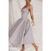 CassandraHayley Women Spaghetti Strap Fit and Flare Casual Dress, M, Light Gray - Machine Washable