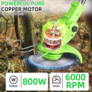 AOVOX Cordless Electric Weed Wacker w/2 4.0Ah Batteries, Brushless Weed Eater, 3-in-1 Grass Trimmer & Lawn Mower, Green