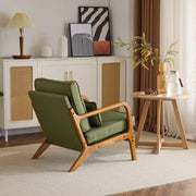 Ktaxon Mid Century Modern Accent Chair, Breathable Linen Fabric, Solid Wood Frame, Green