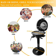 Techwood 1500W Indoor Smokeless Electric Grill and Griddle Set, Nonstick Plates, 6-Level Temperature Control, Turbo Smoke Extractor, Tempered Glass Lid, Red
