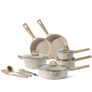 Carote A08285 Eco Modern Collection 13-Piece Nonstick Die Cast Aluminum Cookware Set, Taupe-Tan