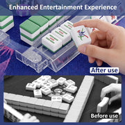 LAZORA American Mahjong Table Mat with Non-Slip Rubber Base, Transparent Acrylic Pushers, Purple, Gift Box
