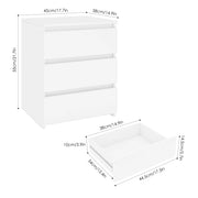 Homfa 1046155 2 Pcs White Nightstand with 3 Drawers, Sofa Table for Living Room, Modern Wooden Storage Cabinet for Bedroom