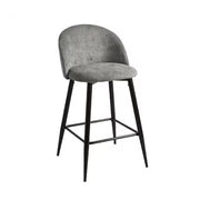 Homycasa HASEEB COUNTER 26 DARK GREY TERRY BLACK Haseeb 35.4 in. Grey Low Back Metal Frame Counter stool with Fabric Seat (Set of 2)
