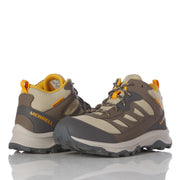 Merrell Speed Strike 2 Mid Hiking Boots, Lightweight Synthetic Upper, QuantumGrip Rubber Outsole, Truffle/Orange, Big Kid Size 6, MK267861