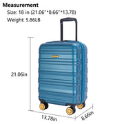 Landisun LA-23066-Blue Carry on Luggage 20 inch Lightweight Suitcase with Spinner Wheels and TSA Lock, Blue