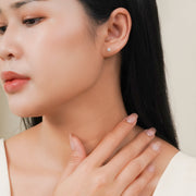 JeenMata Lab Grown Diamond Earrings 0.50 Carat Round Cut 18K White Gold Plated Brass Solitaire Studs for Women