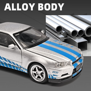 Anmyjuly  GT4732019-silver Alloy Die-cast GTR-R34 Sports Car Model Display Photo Frame, Decorative Wall Panels for Home or Office, Adult Collection (car Included)