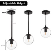 JOPESO Pendant Lighting Clear Globe Hanging Lamp Modern Kitchen