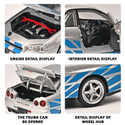 Anmyjuly  GT4732019-silver Alloy Die-cast GTR-R34 Sports Car Model Display Photo Frame, Decorative Wall Panels for Home or Office, Adult Collection (car Included)