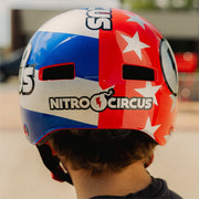 Nitro Circus HNC-HMT-1442 Children's Multi-Sport Helmet, Lightweight Durable Design, Blue and Silver, Adjustable Fit