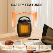 AUSEO ZC0715F 1500 Watts Small Space Heater for Indoor Use, Black